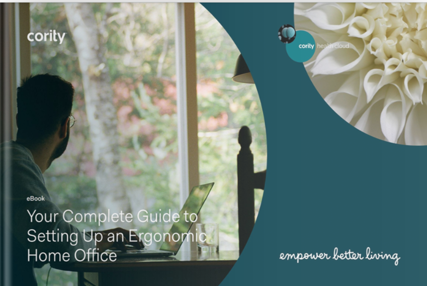 A man sits at a desk by a window with text: “Setting Up an Ergonomic Home Office: A Complete Guide.”.