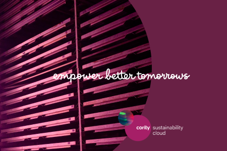 Pink stacked planks with the text empower better tomorrows and Cority Sustainability Cloud logo, highlighting the impact of Sustainable Finance Regulation.