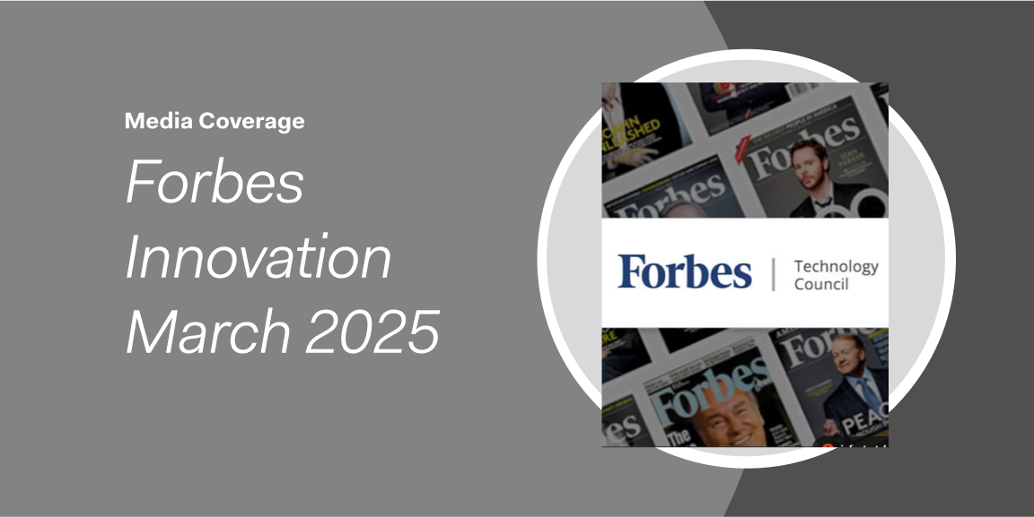 Forbes Innovation March 2025 media coverage announcement, featuring Forbes magazine covers in the background and highlighting insights on CSRD in the US.