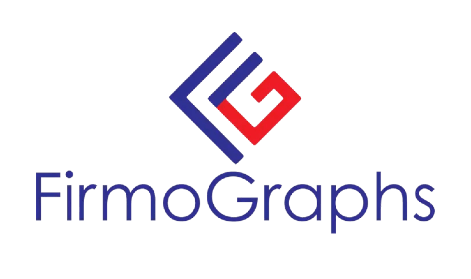 The image shows the FirmoGraphs logo, featuring a geometric blue and red icon above the word FirmoGraphs written in a modern blue font on a white background.