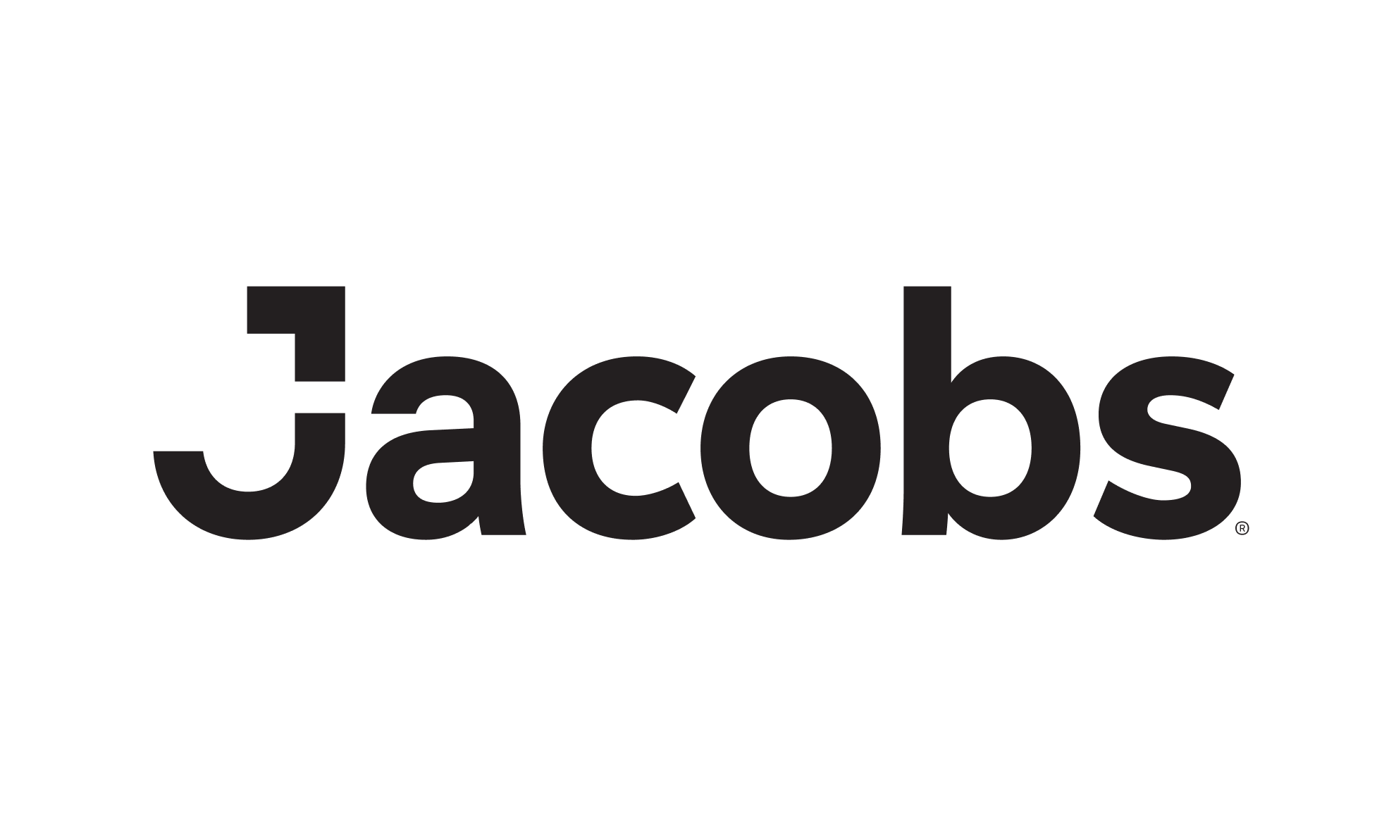 Black Jacobs logo on a white background, with the letter J stylized using a geometric block design for the upper portion of the letter.