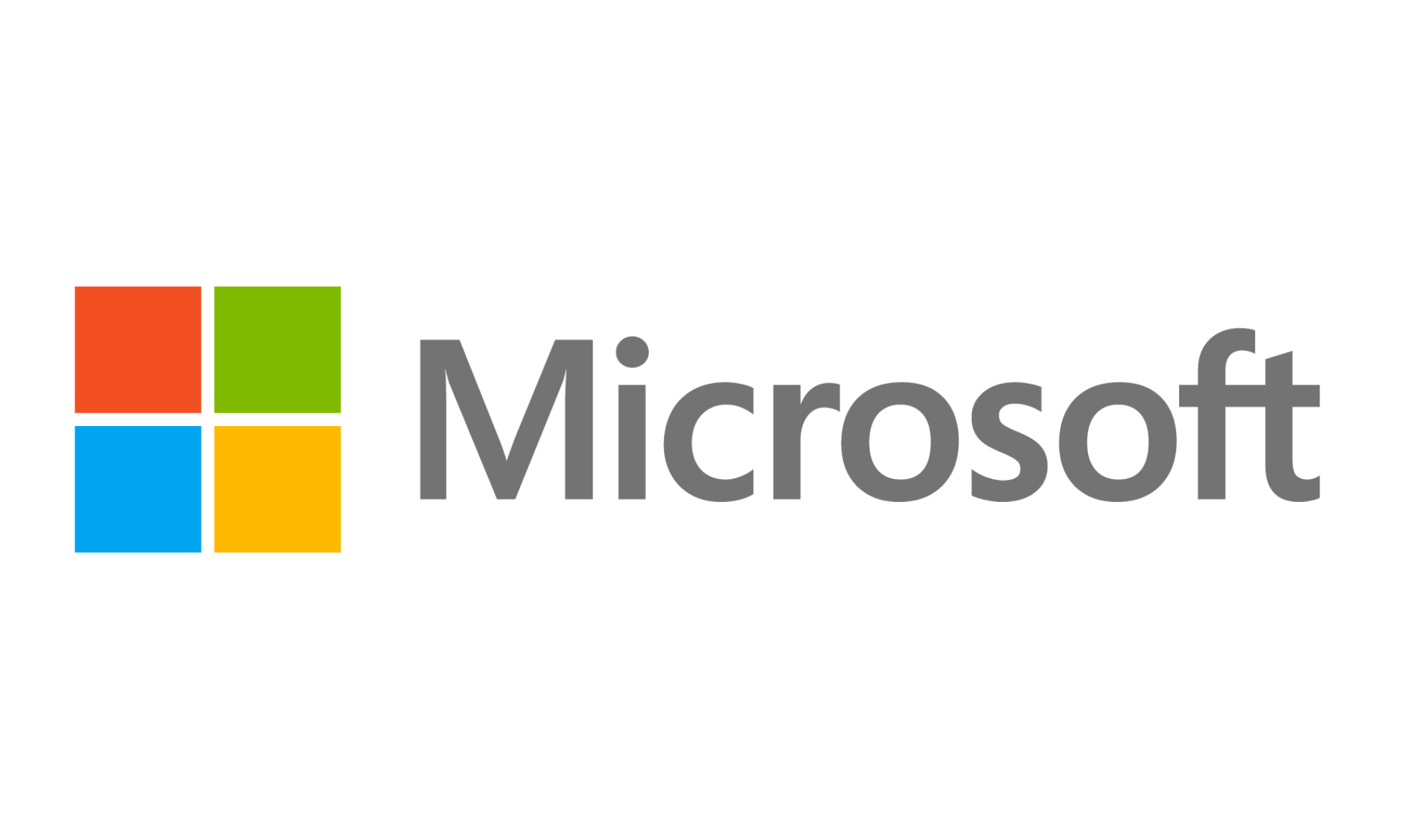 The Microsoft logo featuring four colored squares—red, green, blue, and yellow—arranged in a grid, next to the word Microsoft in gray, bold, sans-serif font on a white background.