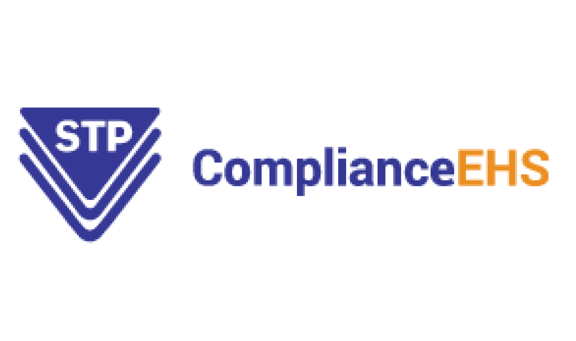 Logo with three dark blue downward chevrons containing the letters “STP” on the left, and the words “STP ComplianceEHS” in blue and orange on the right, representing environmental health and safety compliance.