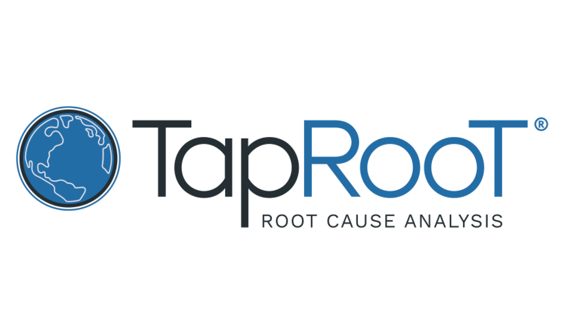 TapRooT logo featuring a blue globe on the left and the words “TapRooT ROOT CAUSE ANALYSIS” in bold, black and blue text on a white background.
