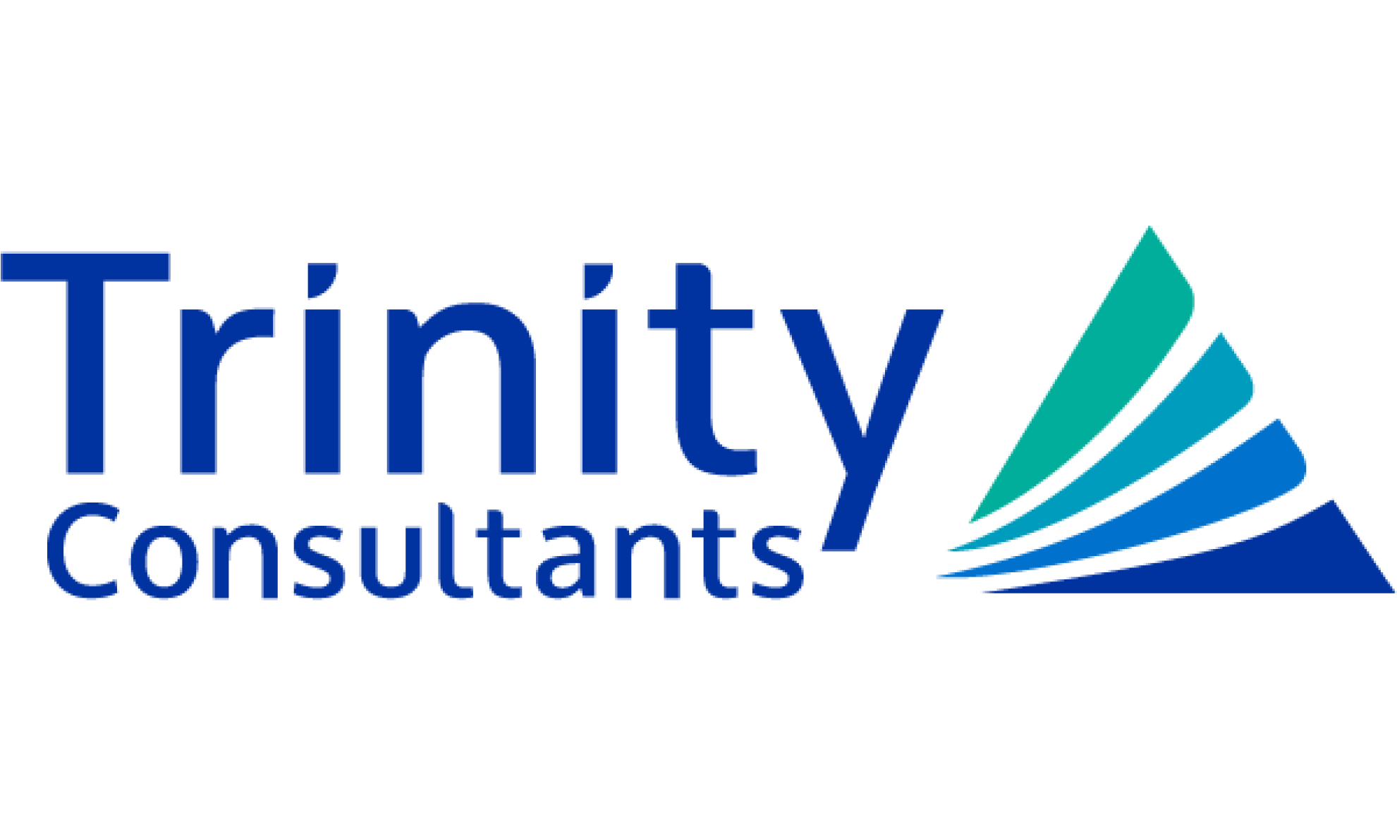 Logo for Trinity Consultants, a leader in EHS services, featuring the company name in blue text—Trinity in large font above Consultants—and a stylized triangular graphic with blue and teal layers on the right.