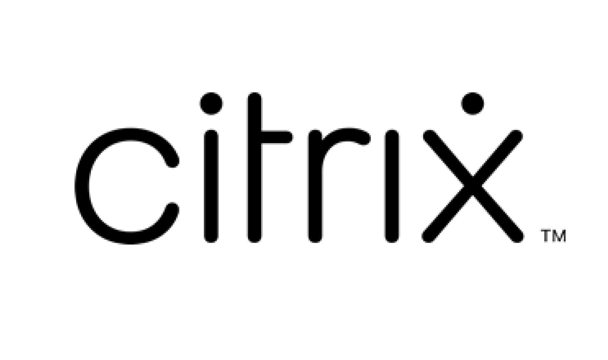 The image shows the Citrix logo with the brand name citrix in lowercase black letters on a white background. The dot above the “i” is aligned with the dot of the x.
