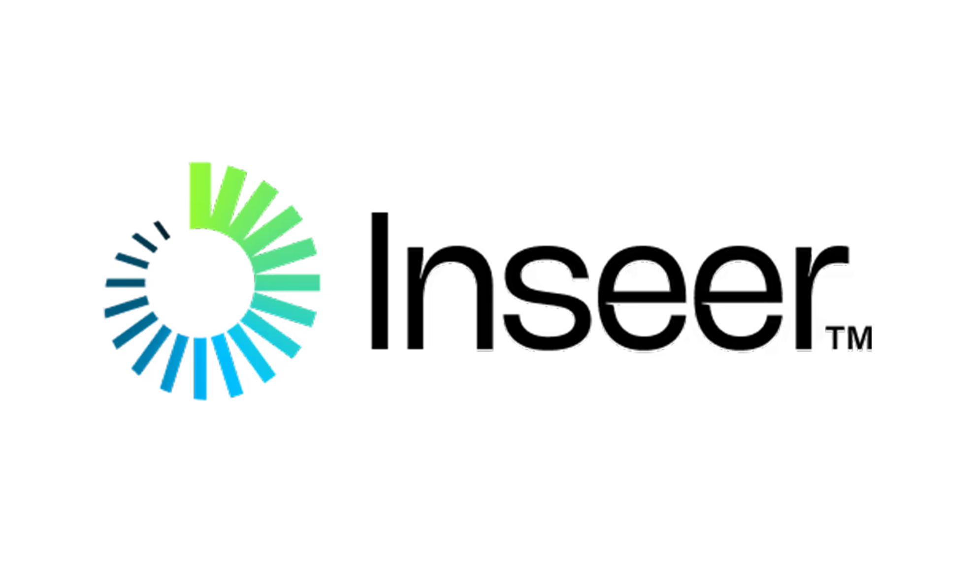 The Inseer logo features a circular design made of blue and green bars to the left of the word Inseer in bold, black letters, with a trademark symbol next to the text, all on a light background.