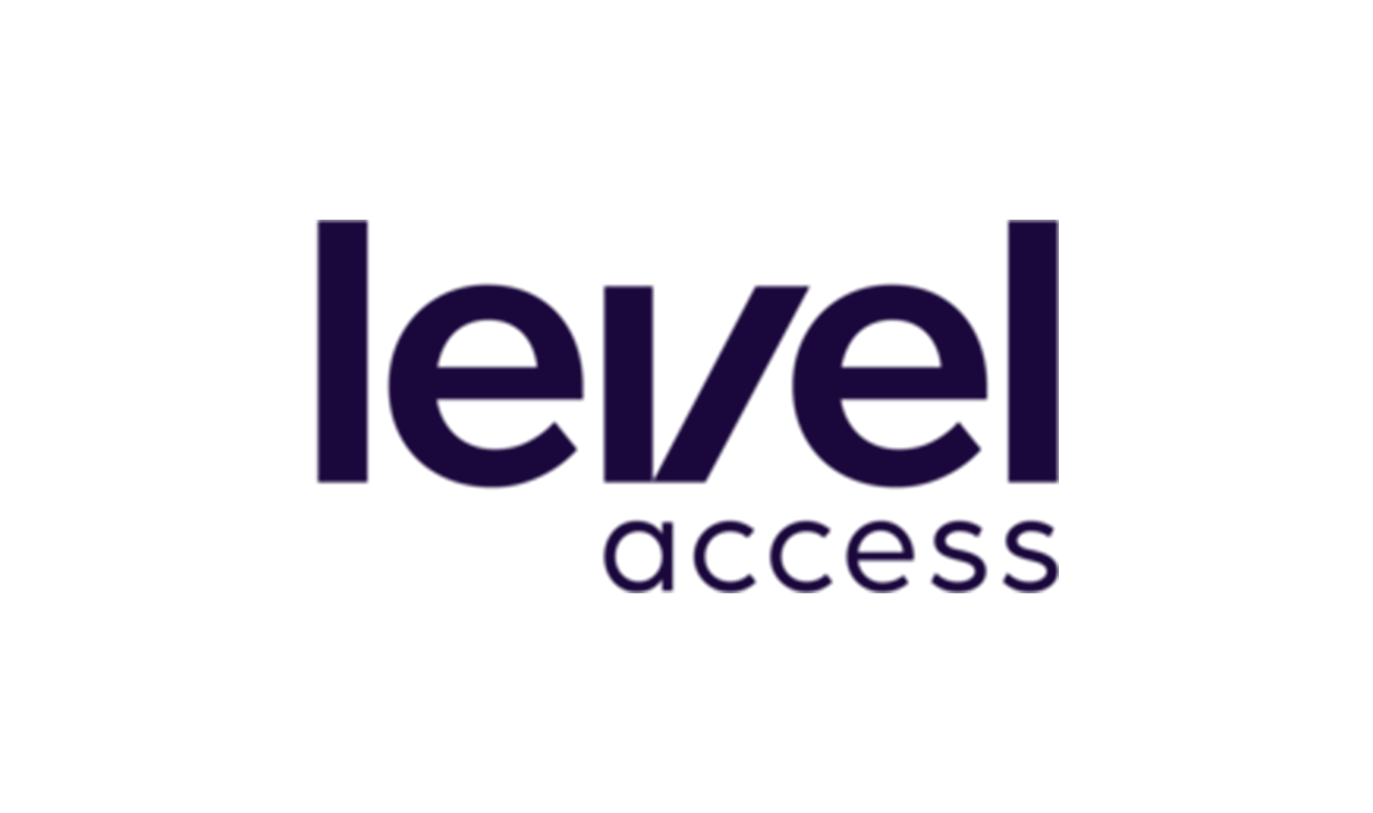 The image displays the Level Access logo, featuring "level" in bold lowercase letters above "access" in smaller, rounded lowercase text. The dark blue lettering stands out against a light background, highlighting the Level Access brand.