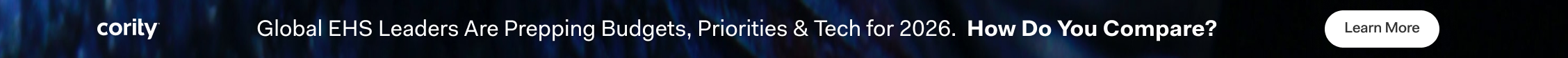 A dark blue banner with the text Global HES Leaders are Preparing to Deliver on Net-Zero Targets in 2024. How Do You Compare? and a white Learn More button on the right.